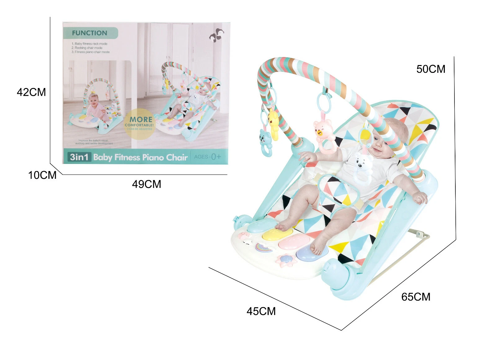 Little Bambino 3-in-1 Baby Rocker Bouncer Toddler Chair Music Playmat Piano Blue
Opens in a new wind