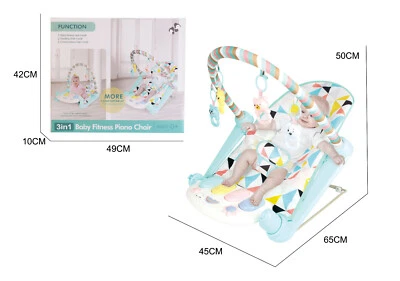 3-in-1 Baby Rocker Bouncer Chair – Toddler Seat with Music & Playmat, Blue