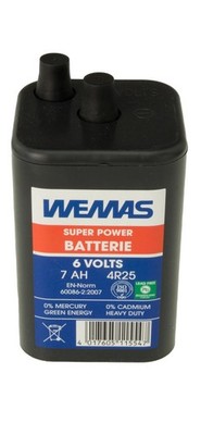 2 Stück WEMAS Blockbatterie Zink-Kohle 6V 7Ah Hochleistung Batterie
