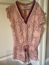 Girl's Poupette St. Barth Sasha Printed Playsuit In Red Chagal Size 12