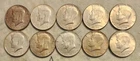 Lot of (10) 1967 Kennedy Half Dollars 40% Silver. See Pictures for Condition.