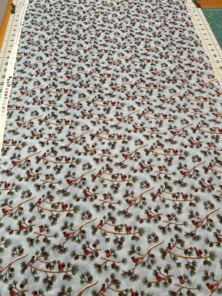Moosehead Lodge Teresa Kogut Cardinals Winter Holiday Fabric BTY Quilting Sewing - Image 4 of 4