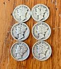 Mercury Winged 90% Silver Dimes 1924, 1935s, 1936s, 1939s Lot of 6