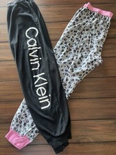 Calvin Klein Girls 2 PACK Micro Fleece Pajama Pants Lounge Size Medium 10/12