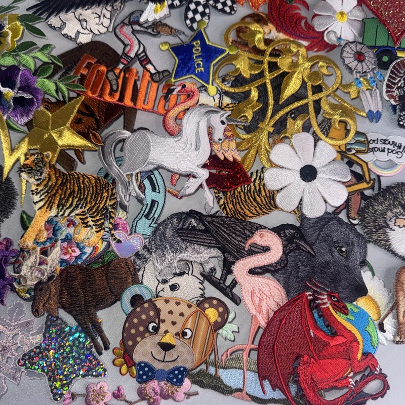 50 MIXED IRON on and SEW on patches. Huge patch lot ships USA Appliques Resale