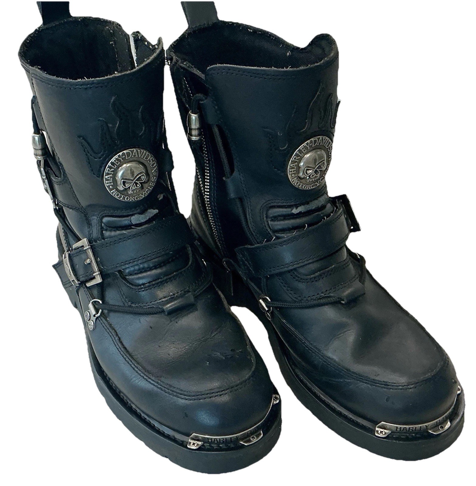 Harley-Davidson® Men's Distortion Skull Metal Zipper & Buckles Sz 11 Biker Boots