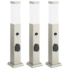 Bollard Lights with Sensor&Outlet 3 pcs 50 cm Stainless Steel IP44 vidaXL