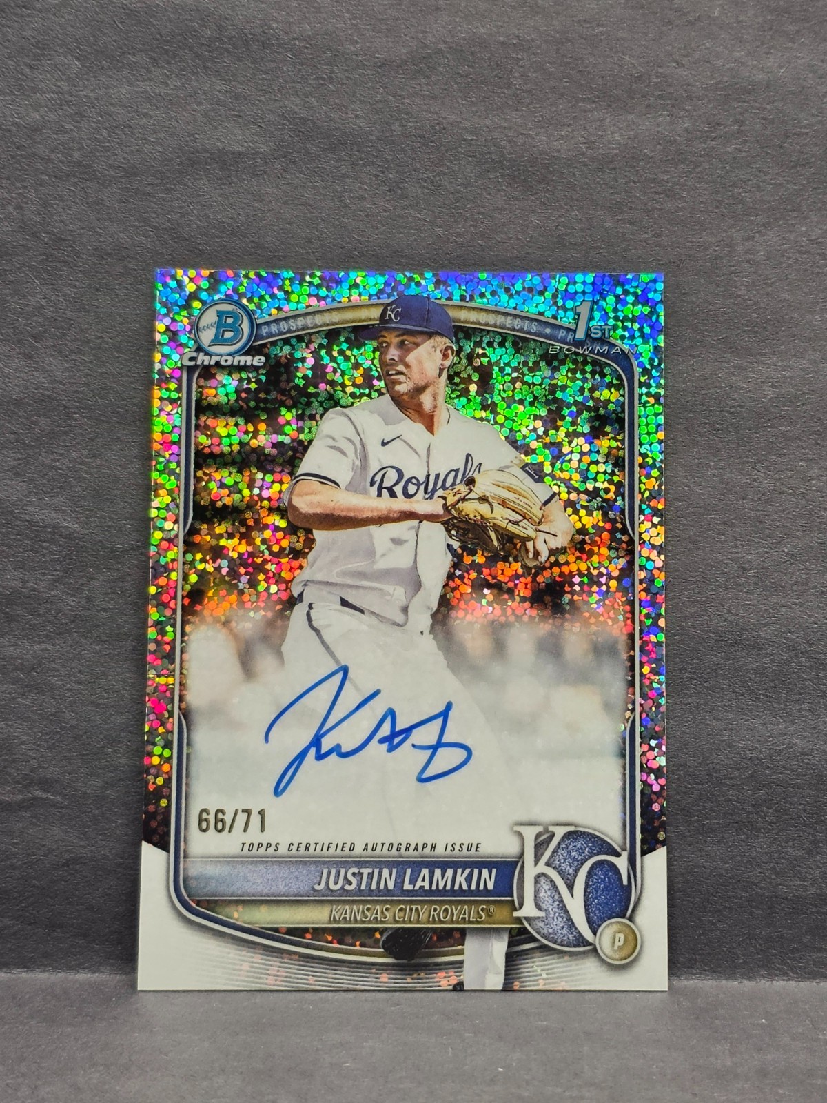 JUSTIN LAMKIN - 2025 Bowman Draft- Chrome Sparkle Auto /71 CPA-JLA Royals