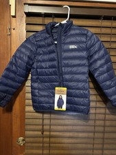 Eddie Bauer Kids Youth Down Packable Puffer Jacket Navy Blue Medium 7/8 NWT