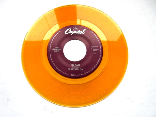 BLIND MELON - NO RAIN - ORANGE WAX 45 - WITH JUKEBOX LABEL - NM 45 RPM RECORD - Image 4 of 4