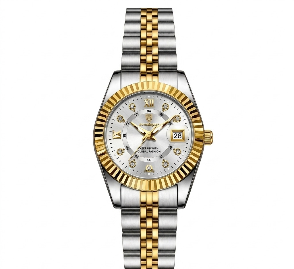 Montre Femme Luxe en acier inoxydable blanc Orphée éclatant chic