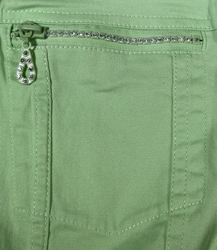 Quacker Factory Jacket Womens 2X Lime Green Denim Rhinestones Artsy Glam Cruise - Picture 7 of 16