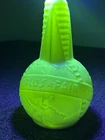 Vintage Art Deco 1939 World's Fair Uranium Milk Glass Embossed Vinegar Bottle