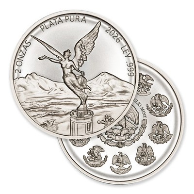 メキシコ 500anos 銀メダル 2オンス 2026 Mexico LIBERTAD TRIBUTE – 2 TROY OUNCE .999 Fine Silver BU