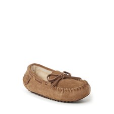 Fireside By Dearfoams Kid's Parke Genuine Shearling Moccasin Slipper