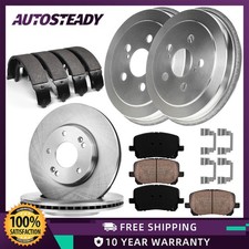 Front Vented Disc Brake Rotors Pads and Rear Drums Shoes Kit for Toyota Corolla