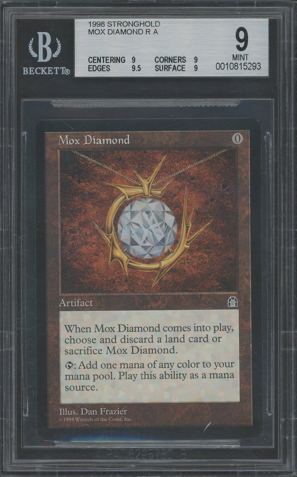 MOX DIAMOND Stronghold Rare Reserved List BGS 9 Q+ Vintage MTG [Nostalgium]
