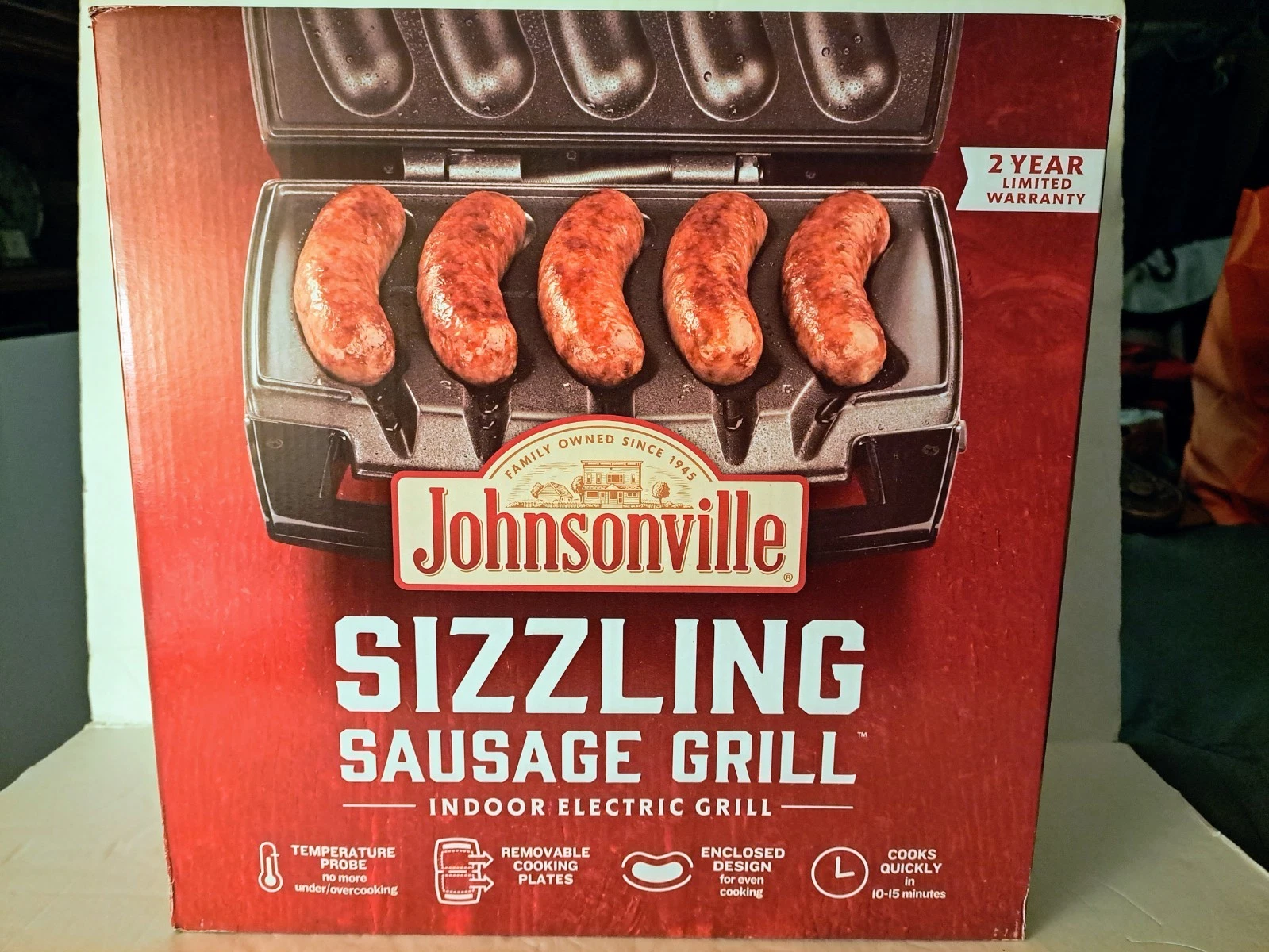 Johnsonville Sizzling Sausage Grill Indoor Electric Grill NEW Open Box