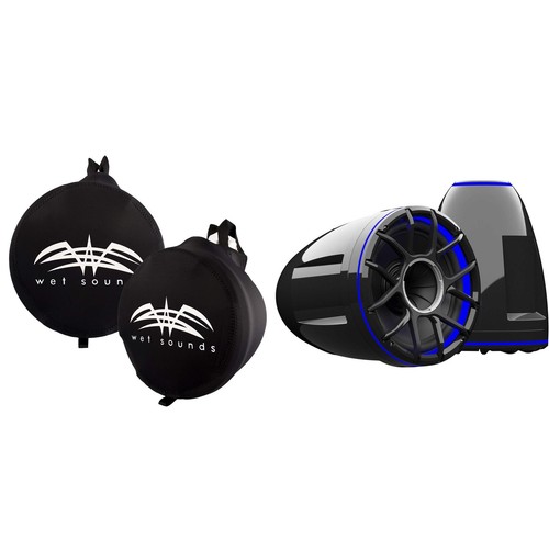 Wet Sounds REV Tower Speakers 10" Black HD with XZ Grille + Covers