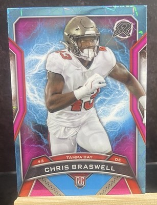 2024 Topps Football Resurgence Sky Blue Pink Shock #190 Chris Braswell RC