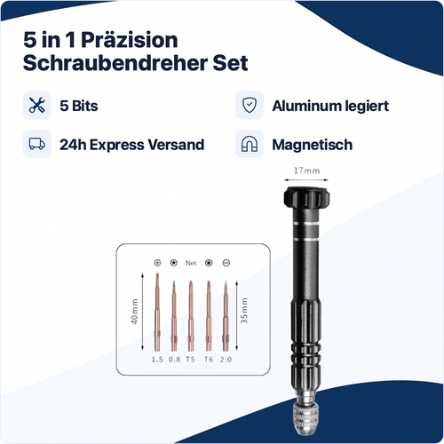 5 in 1 Schraubendreher Set Präzision Handy Reperatur Feinmechanik Magnetisch NEU