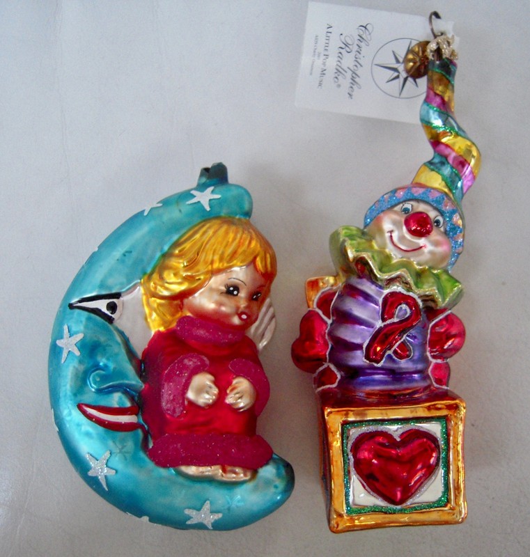 Lot 2 Christopher Radko Ornaments NWT LITTLE POP MUSIC & Signed "WATCH OVER ME"