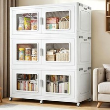 900 Qt/225 Gal Stackable Storage Bins with Lids 3 Pack White Large Stackable