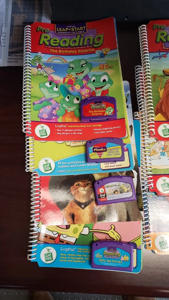 Lot Of 12 Leap Frog Leap Pad Cartridges with 11 Books Sponge Bob Shrek Lion King - Image 3 of 4