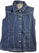 French Dressing Jeanswear Denim Vest Jacket Womens Size 6 VTG Button Front NWT