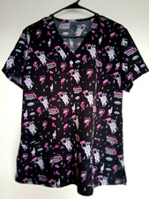 Size L black scrub top "Tackle Breast Cancer". Excellent condition