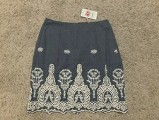 ENTRO size S SKIRT Embroidered Cotton/Poly Blue NEW Z21