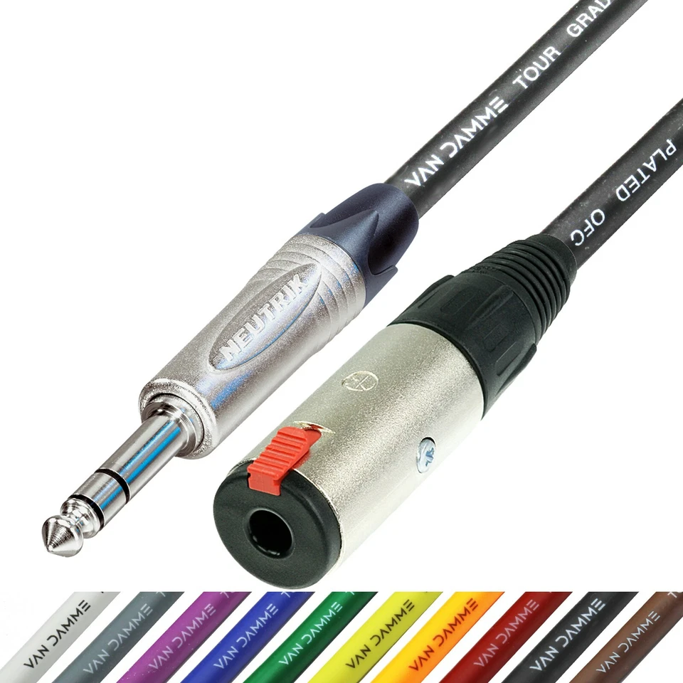 Headphone Extension Cable IEM Van Damme Neutrik 1/4" TRS Jack Female Locking