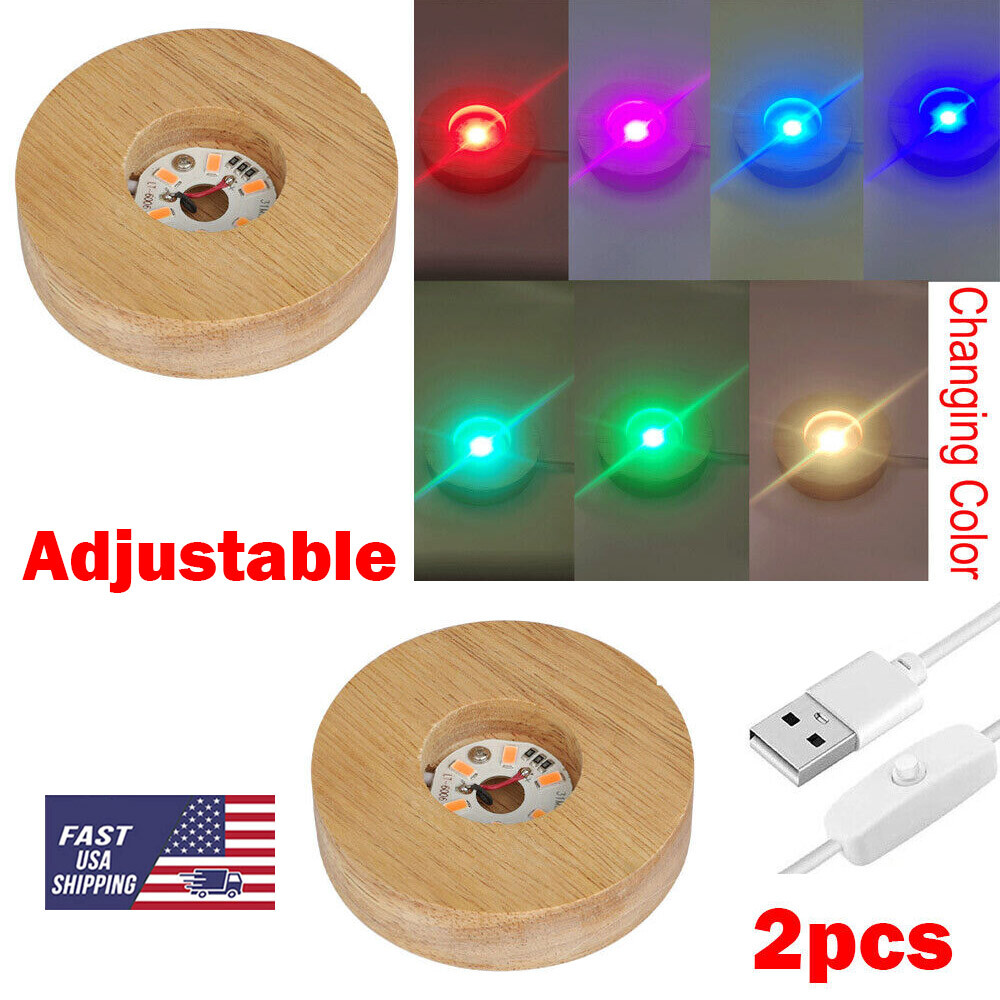 2X LED Night Light Base 7-Color Adjustable Stand Lamp Plug-in for ...