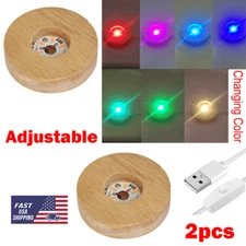 2X LED Night Light Base 7-Color Adjustable Stand Lamp Plug-in for Crystals Ball