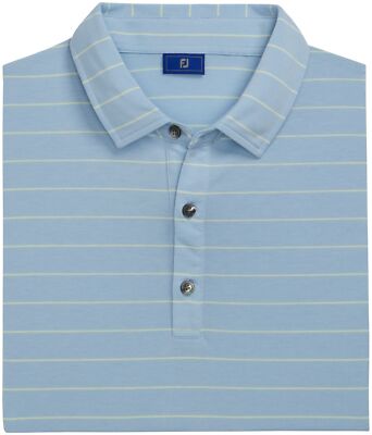 NEW FOOTJOY S/S drirelease OPEN STRIPE Polo Golf Shirt, BLUE HAZE/LIME, MD or LG