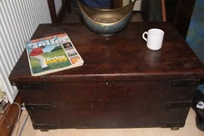 vintage Wooden Mahogany Blanket  box. Campaign box, coffee table storage trunk
