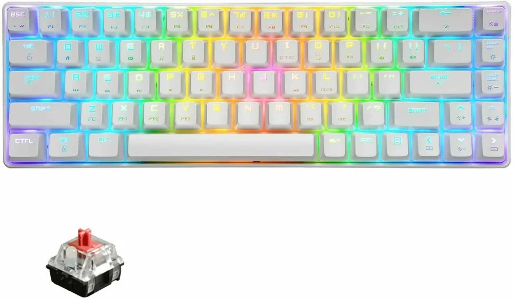 Mechanical Keyboard Wired 68 Keys Gaming Keyboard Red Switch Keyboard RGB Light