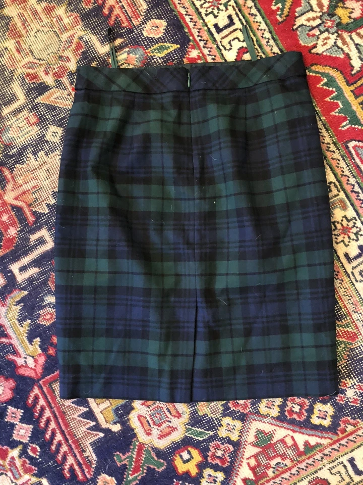 Falda J.Crew Talla 2 Negra Reloj Cuadros J Crew La Falda Lápiz Forrada Mezcla de Lana