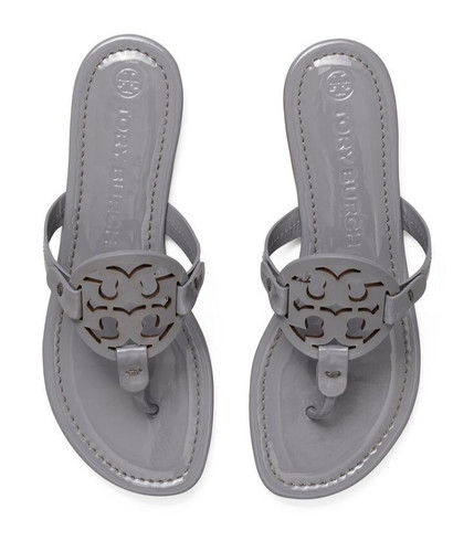 NIB Tory Burch Miller Leather Sandal Malta Gray US 6.5 7 7.5 8 8.5 AUTHENTIC