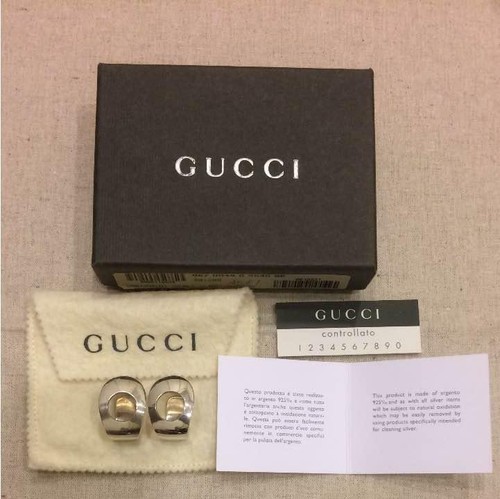 GUCCI Oval Shape Earrings height 2.8cm width 2cm Used Authentic | eBay