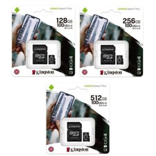 Kingston 64GB 128GB 256GB 512GB Class10 microSD SD SDXC Flash Memory Card 100MBs