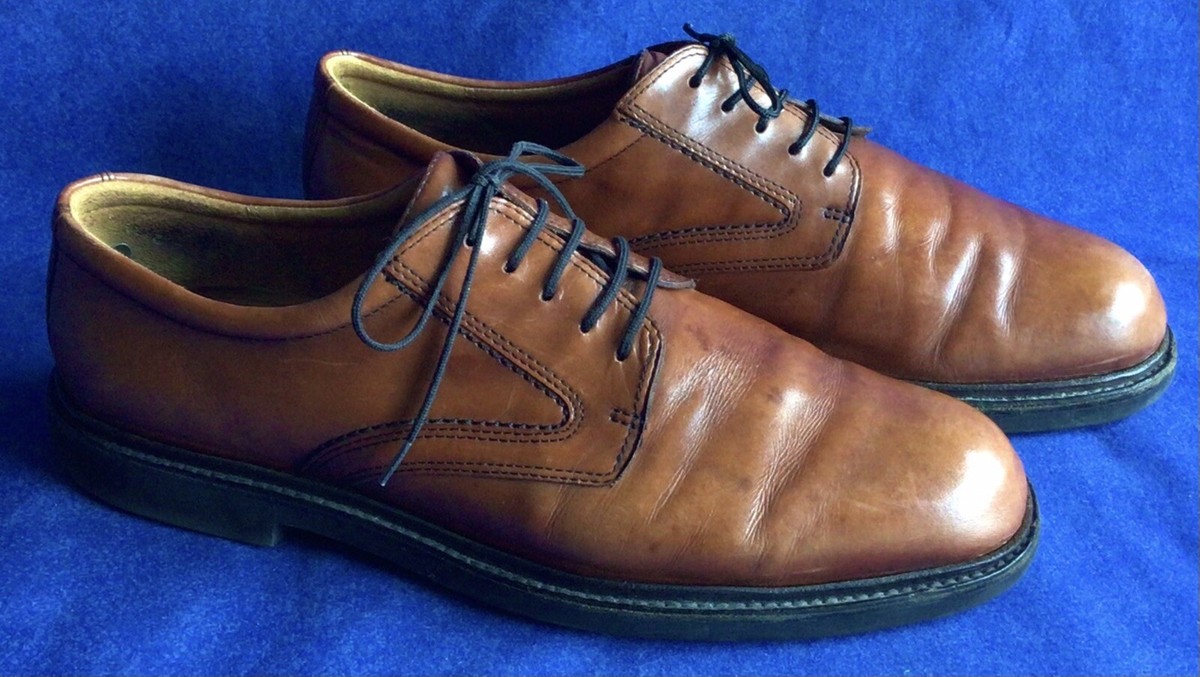 ECCO MEN\'S BROWN LEATHER LUXURY OXFORDS (w/VIBRAM GUM-LITE SOLE) Brown Leather ECCO Oxford Shoes Sz 44 / US 10 Vibram Soles  main image 4