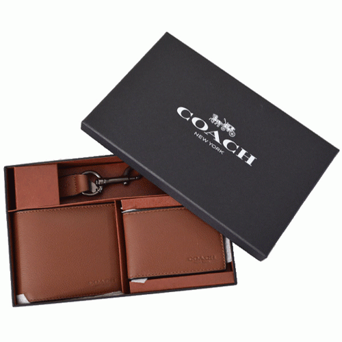 COACH Para hombres Compact ID Sport Cuero Billetera Regalo Set Silla Oscura F64118 CWH - Imagen 1 de 4