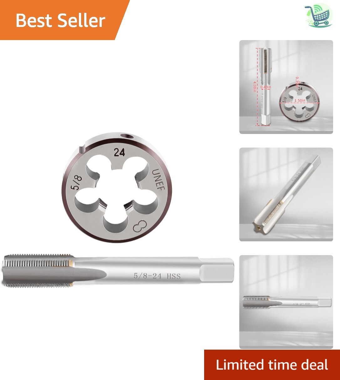 Professional Quality 5/8"-24 Right Hand Tap and Die Set - Wear Resistant Tools