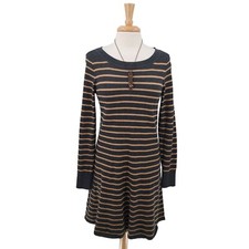 LOFT Womens M Striped Sweater Dress Cozycore Preppy Fall Winter Layering