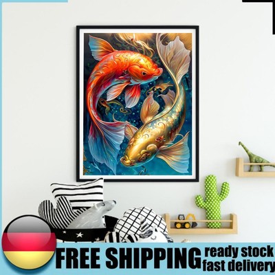 LYEAA 5D DIY Full Round Drill Diamond Painting Fish Kit Home Decoration Craft (A