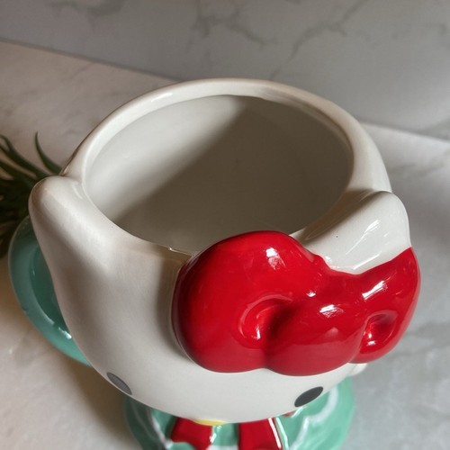 Sanrio Hello Kitty Weihnachtsbaum Feiertag Becher Tasse viral süß weiß grün rot Schleife - Bild 2 von 5