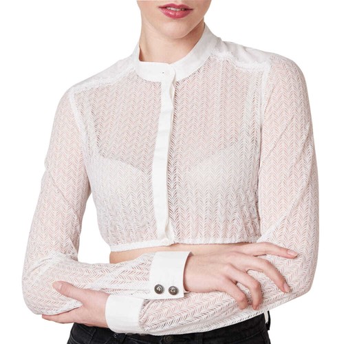Dirndlbluse Lexi ecru | hochgeschlossen langarm Spitze | Damen Krüger Dirndl - Bild 3 von 30