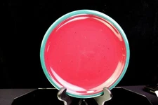 International China Universe Dinner Plate  Stoneware Burgundy Speckled Green Rim