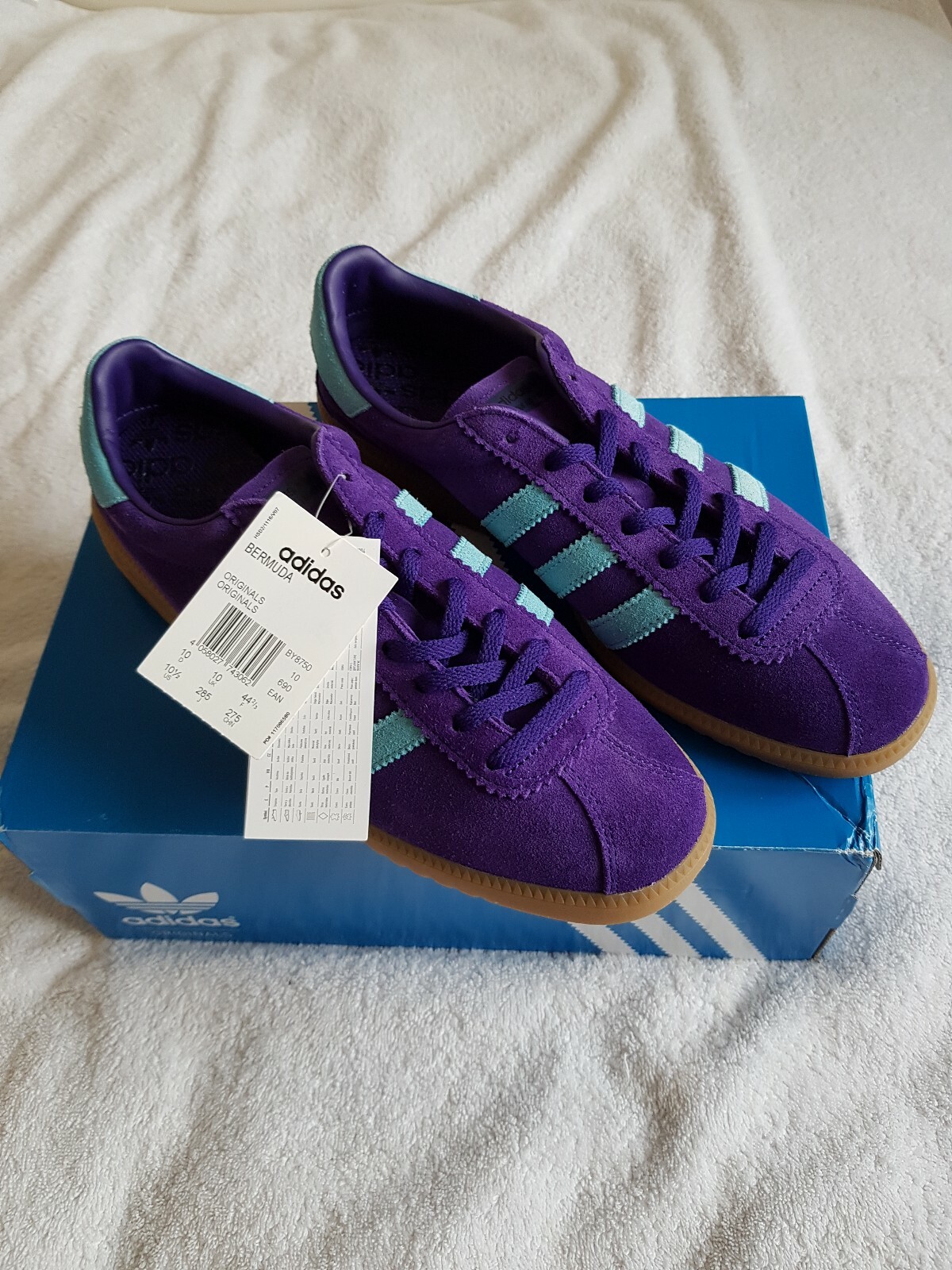 Adidas Bermuda lila Aqua Blau Gum Trainers Größe UK 10 BNIBWT Adidas Bermuda lila Aqua Blau Gum Trainers Größe UK 10 BNIBWT